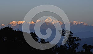 Kanchenjunga mountain range -sunlit in the morning, Sikkim