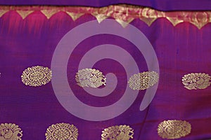 kanchipuram silk saree with handwoven brocade design