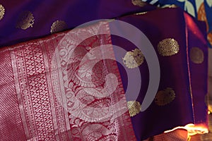 kanchipuram silk saree with handwoven brocade design