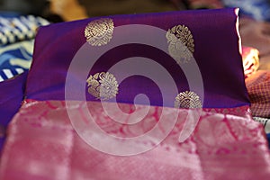 kanchipuram silk saree with handwoven brocade design