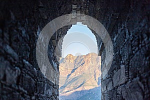 The Kandak valley view from inside of the balo kaley stupa believed to be built in the 2nd century