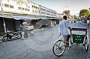 Kandal market street in central urban phnom penh city cambodia