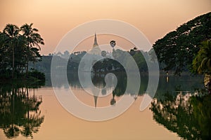 Kandawgyi Lake is one of the two major lakes in Yangon, Myanmar, located east of the Shwedagon Pagoda