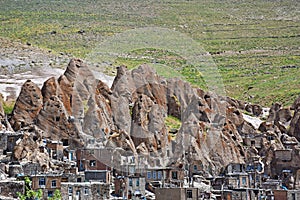 Kandovan , ancient Iranian cave village in the rocks , near Tabriz , Iran