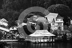 Kandy, Sri Lanka. Aerial view of buddhist temple of the Sacred Tooth Relic