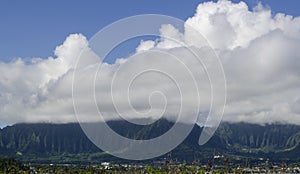 Kaneohe with the Koolau mountains in the background