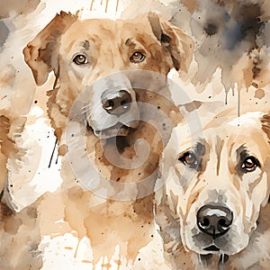 Kangal Shepherd watercolor dog pattern, AI Generated