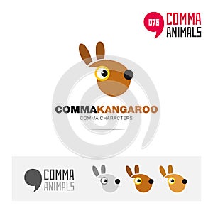 Kangaroo animal concept icon set and modern brand identity logo template and app symbol based on comma sign