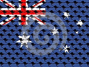 Kangaroo and australian flag