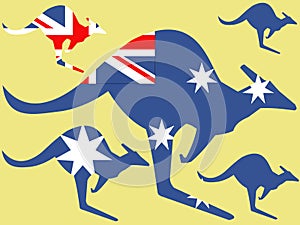 Kangaroo and australian flag