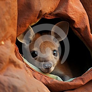 kangaroo in bally pocket generated by AI tool photo
