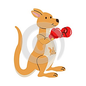 Kangaroo boxing With Baby cartoon