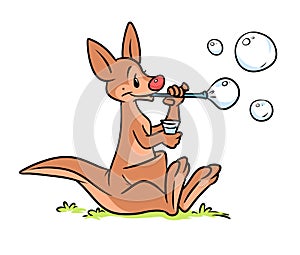 Kangaroo bubbles cartoon illustration