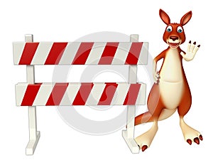 Kangaroo cartoon character with baracade