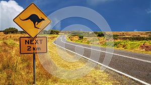 Kangaroo crossing sign