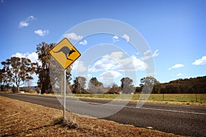 Kangaroo Crossing Sign in Australia