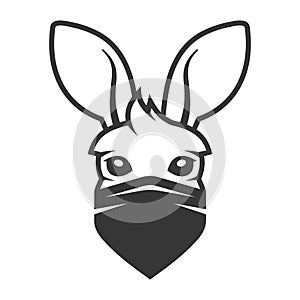 Kangaroo Head with Anti Smoke Mask Icon. Logo on White Background. Vector