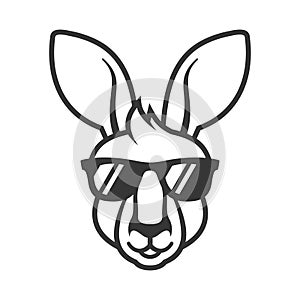 Kangaroo Head in Sunglasses Icon. Logo on White Background. Vector