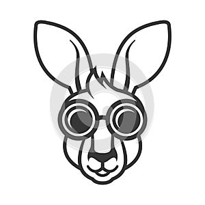 Kangaroo Head in Sunglasses Icon. Logo on White Background. Vector