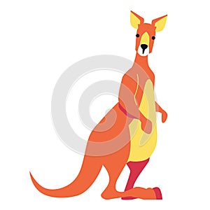 Kangaroo on hind legs - modern flat design style single isolated image