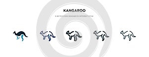 Kangaroo icon in different style vector illustration. two colored and black kangaroo vector icons designed in filled, outline,