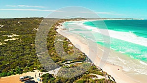 Kangaroo Island, Australia. Pennington Bay waves and coastline, aerial view from drone