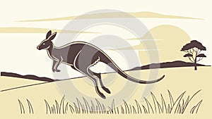 Kangaroo jumping Australia, wildlife nature vector illustration art., vector design Generative AI photo