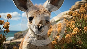 A kangaroo with large ears. Generative AI.