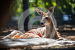 kangaroo lounging in the sun, warming its pouch for baby