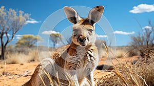 A kangaroo lying down in the sun. Generative AI.