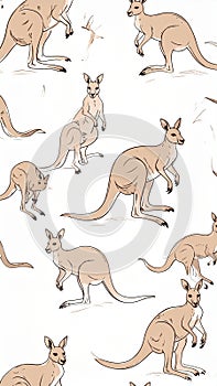 Kangaroo Mob - Australian Wildlife Pattern