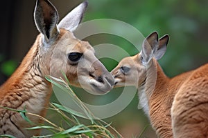 kangaroo mother and baby, sharing moment of closeness