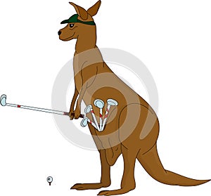 Kangaroo playing golf