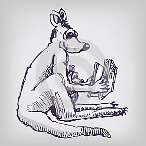 A kangaroo is reading a book photo