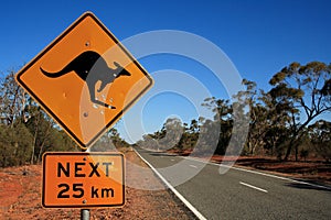 Kangaroo Road Sign