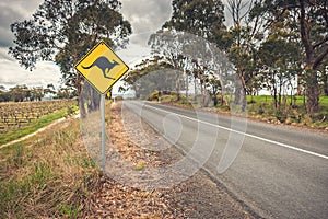 Kangaroo road sign in Australia