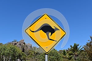 Kangaroo road sign, Queensland, Australia