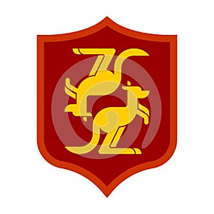Kangaroo Shield heraldic symbol. Australia coat of arms. Austral