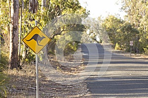 Kangaroo signal on the rural road Perth Australia nice