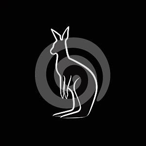 Kangaroo Silhouette Logo: Clean Design On White Background