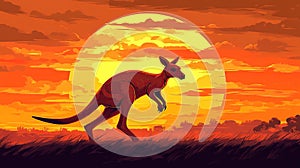 Kangaroo silhouette at sunset