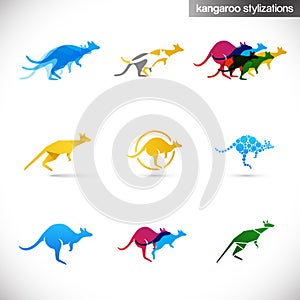 Kangaroo stylized illustrations