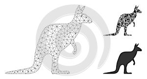 Kangaroo Vector Mesh 2D Model and Triangle Mosaic Icon