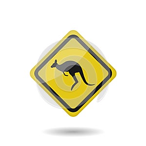 Kangaroo warning vector sign