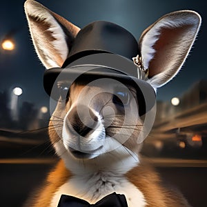 A kangaroo wearing a detective hat and solving mysteries4