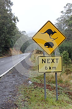 Kangaroo and Wombat Road Sign 2
