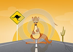 Kangaroos crossing sign