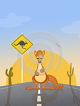 Kangaroos crossing sign