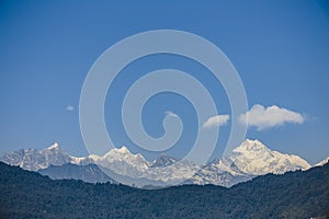 Kangchenjunga mountain that view in the morning in Sikkim, India.