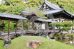 The Kangetsu-dai bridge in the garden at Kodaiji Temple in Kyoto